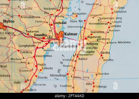 Göteborg, Suède - 20 février 2022: Carte de Kalmar en Suède Banque D'Images