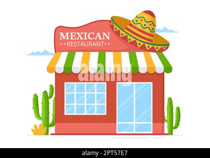 Restaurant mexicain avec divers de délicieux plats traditionnels Tacos, Nachos et d'autres sur plat dessin main dessin dessin dessin de dessins de modèles Illustration Banque D'Images