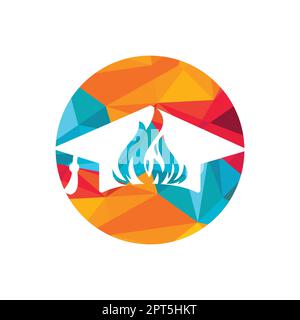 Design du logo vecteur d'éducation. Concept de capuchon de graduation et de logo de torche. Illustration de Vecteur