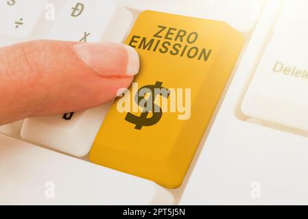 Le symbole de texte indiquant zéro émission, approche d'entreprise fait référence à un moteur qui n'émet aucun polluant atmosphérique Banque D'Images