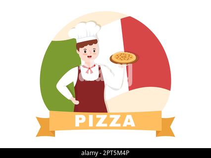 Restaurant italien ou cafétéria avec chef cuisinier faisant des plats traditionnels italiens Pizza dans dessin main dessin dessin dessin de dessin de dessin de dessin de dessin de dessin Banque D'Images
