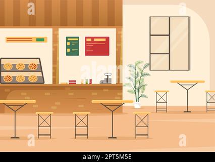 Restaurant italien ou cafétéria avec chef cuisinier faisant des plats traditionnels italiens Pizza dans dessin main dessin dessin dessin de dessin de dessin de dessin de dessin de dessin Banque D'Images