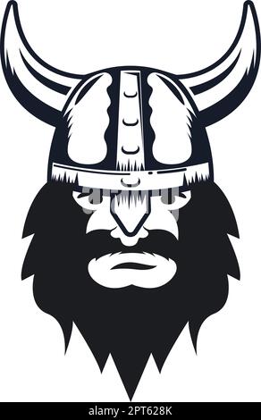 tête viking avec casque icône vecteur illustration concept Illustration de Vecteur