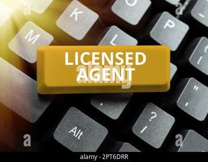 Texte manuscrite Agent autorisé, approche commerciale vendeur autorisé et accrédité de polices d'assurance Banque D'Images