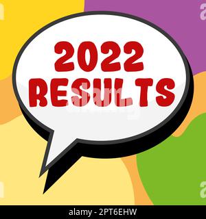 Rédaction affichant le texte 2022 Résultats, Mot écrit sur tout résultat d'une action ou d'un événement qui se produit en l'an 2022 Banque D'Images