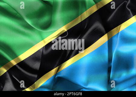 3D-Illustration d'un drapeau tanzanien - drapeau de tissus d'ondulation réaliste. Banque D'Images