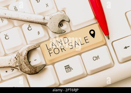 Signature d'écriture à la main Land for sale, vue d'ensemble d'affaires Immobilier Lot vendre des développeurs Realtors investissement Banque D'Images