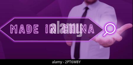 Légende conceptuelle faite en Chine, Word pour le marché de l'industrie de gros Commerce international Commerce asiatique Banque D'Images