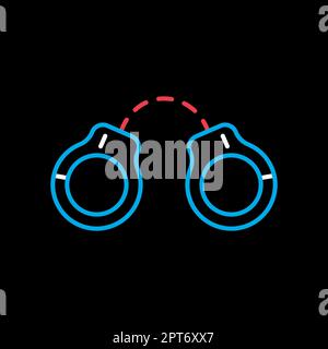 Menottes Vector Flat Icon. Panneau d'arrestation de la police Illustration de Vecteur