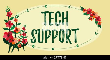 Rédaction affichant le texte support technique, approche commerciale aider les personnes ayant des problèmes techniques Banque D'Images