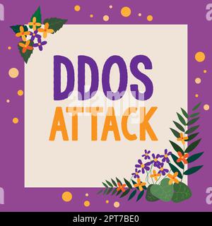 Inspiration montrant le signe d'attaque DDoS, l'auteur du concept Internet cherche à rendre les ressources réseau indisponibles Banque D'Images