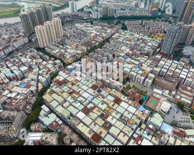 Shenzhen, Chine, 21 janvier 2022: Vue de dessus de la ville de Shenzhen, district de Futian Banque D'Images