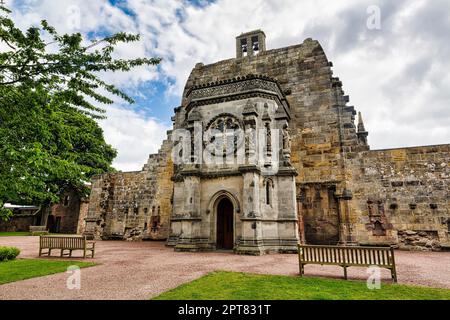 Chapelle Rosslyn, Église gothique, ensemble de films, Roslin, Midlothian, Écosse, Royaume-Uni Banque D'Images