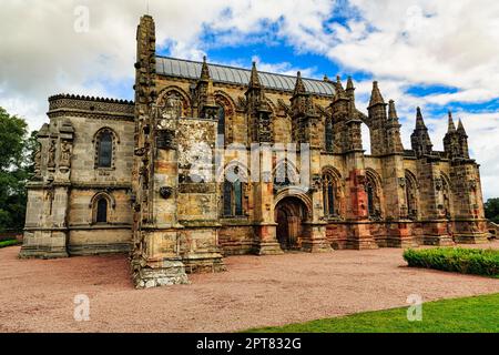 Chapelle Rosslyn, Église gothique, ensemble de films, Roslin, Midlothian, Écosse, Royaume-Uni Banque D'Images