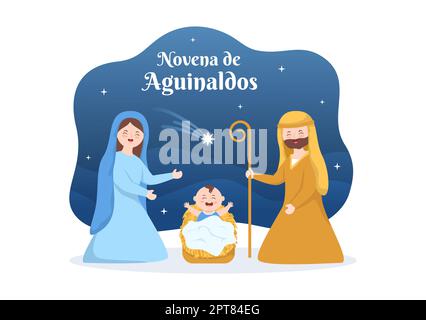 Novena de Aguinaldos Holiday Tradition en Colombie pour les familles à se réunir à Noël dans un dessin animé à la main dessin de dessins de dessin animé Illustration Banque D'Images