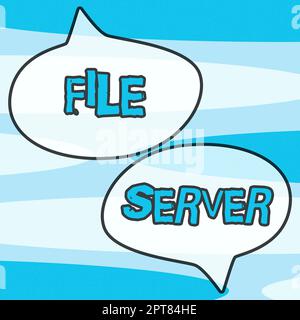 Légende de texte présentant File Server, périphérique Business Idea qui contrôle l'accès aux données stockées séparément Banque D'Images