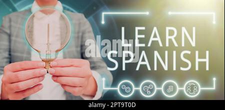 Texte d'écriture apprendre l'espagnol, photo conceptuelle pour former l'écriture et la langue nationale de l'Espagne Banque D'Images