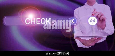 Écriture affichant le texte Vérification, examen de concept d'entreprise pour tester la qualité de précision ou une condition satisfaisante Banque D'Images