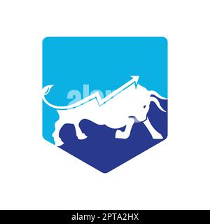 Logo de taureau financier. Graphique de commerce, logo de finance. Icône du logo de productivité d'entreprise dans la barre de graphique de la finance économique. Illustration de Vecteur