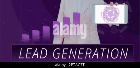 Écriture de texte génération de plomb, photo conceptuelle cultiver le client potentiel connecté à l'entreprise Banque D'Images