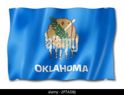 Oklahoma Flag, États-unis waving banner collection. Illustration tridimensionnelle Banque D'Images