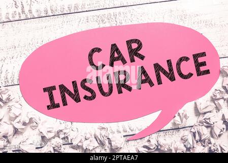 Légende de texte présentant l'assurance automobile, concept signification accidents couverture complète garantie de véhicule automobile Banque D'Images