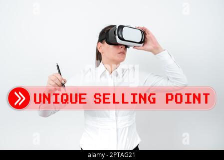 Affiche présentant un point de vente unique, vitrine d'affaires différencier les caractéristiques et avantages spécifiques d'un produit Banque D'Images