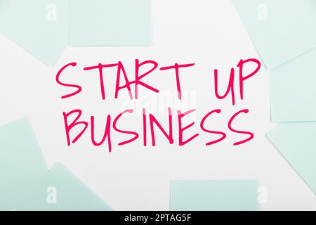 Affiche Start Up BusinessEngaging to a New Venture Fresh Trading and Selling, concept signifiant engager à un New Venture Fresh Trading and Sell Banque D'Images