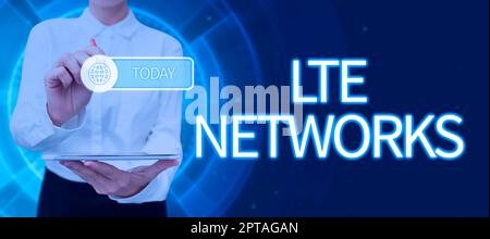 Légende conceptuelle réseaux LTE, approche professionnelle connexion réseau la plus rapide disponible pour les communications sans fil Banque D'Images