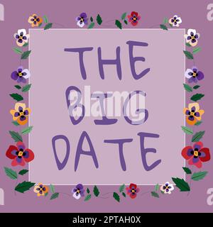 Affiche montrant la grande date, aperçu des affaires Journée importante pour un mariage de couple anniversaire Banque D'Images