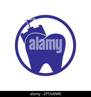 Modèle de logo Castle tooth. Logo de dentiste fort Vector. Illustration de Vecteur