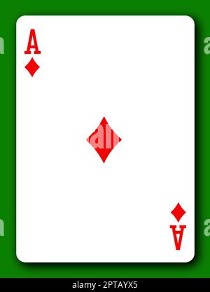 Une carte à jouer Ace of Diamonds avec un chemin d'écrêtage pour supprimer l'arrière-plan et l'ombre 3D illustration Banque D'Images