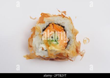 Morceau de poulet et rouleau de saumon teriyaki. Banque D'Images