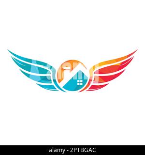 Logo Angel Home Vector. Motif icône ailes de maison. Illustration de Vecteur