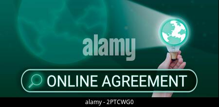 Inspiration montrant signe en ligne Accord, concept signification méthode conduite en utilisant la communication informatisée Banque D'Images