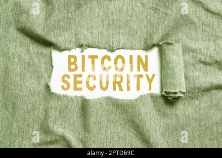 Affichage conceptuel Bitcoin sécurité, Business concept processus pour surveiller proactivement la réputation de la marque penser nouveaux concepts d'écriture, briser Thro Banque D'Images