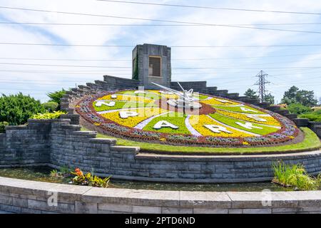 Chutes du Niagara, Ontario, Canada - 30 juin 2022 : horloge florale dans les parcs du Niagara, chutes du Niagara, Canada en été. Banque D'Images