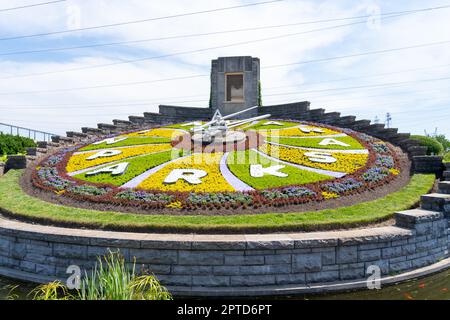 Chutes du Niagara, Ontario, Canada - 30 juin 2022 : horloge florale dans les parcs du Niagara, chutes du Niagara, Canada en été. Banque D'Images