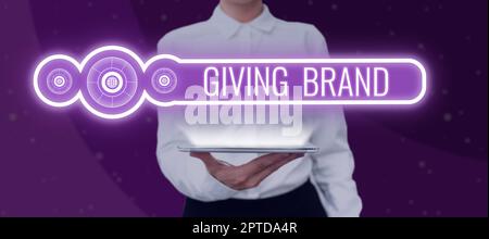 Affiche de texte donnant à la marque, photo conceptuelle le processus de donner un nom à un produit ou à des services de l'entreprise Banque D'Images
