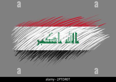 3D drapeau de l'Irak sur fond de pinceau de style vintage. Banque D'Images