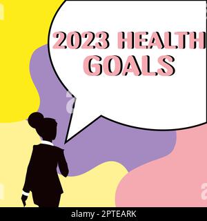 Affiche textuelle montrant 2023 objectifs de santé, Business Idea célébration du début de l'année civile 2023 Banque D'Images