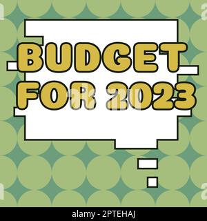 Présentation conceptuelle Budget pour 2023, concept d'entreprise estimations écrites des recettes et des dépenses pour 2023 Banque D'Images