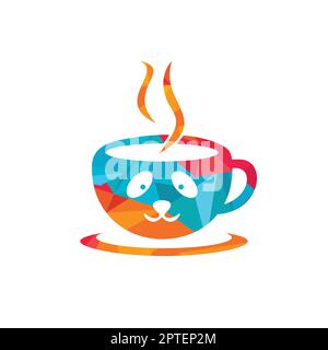 Modèle de conception du logo Panda Coffee Vector. Concept du logo du café-restaurant ou du restaurant. Illustration de Vecteur