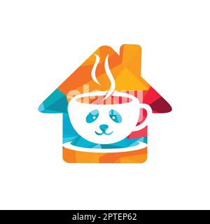Modèle de conception du logo Panda Coffee Vector. Concept du logo du café-restaurant ou du restaurant. Illustration de Vecteur