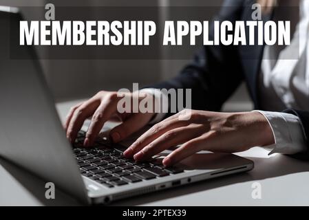 Écrire en affichant le texte application d'adhésion, Business Idea Gateway à toute organisation pour vérifier si admissible Banque D'Images