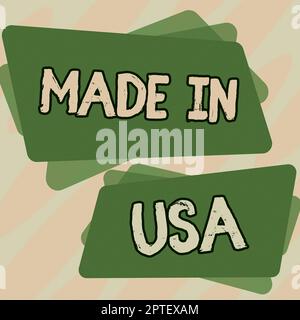 Affiche faite aux Etats-Unis, photo conceptuelle marque américaine États-Unis produit local fabriqué Banque D'Images