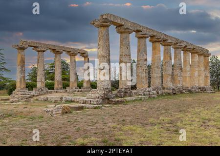 Temple de Hera du 6 siècle avant Jésus-Christ, site archéologique près de Bernalda, Italie Banque D'Images