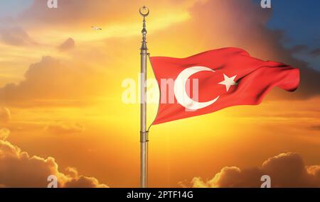 Türkiye, drapeau de Türkiye - République de Turquie Banque D'Images