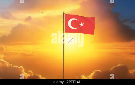 Türkiye, drapeau de Türkiye - République de Turquie Banque D'Images