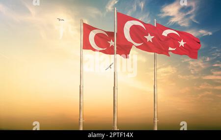 Türkiye, drapeau de Türkiye - République de Turquie Banque D'Images